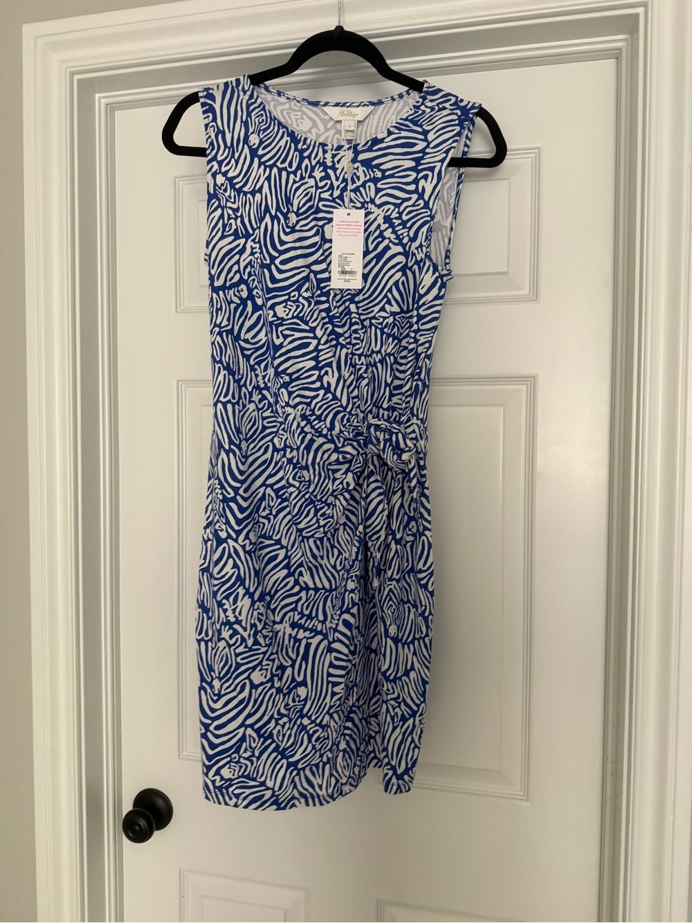 Lilly Pulitzer Blue and White Sleeveless Printed Midi Dress